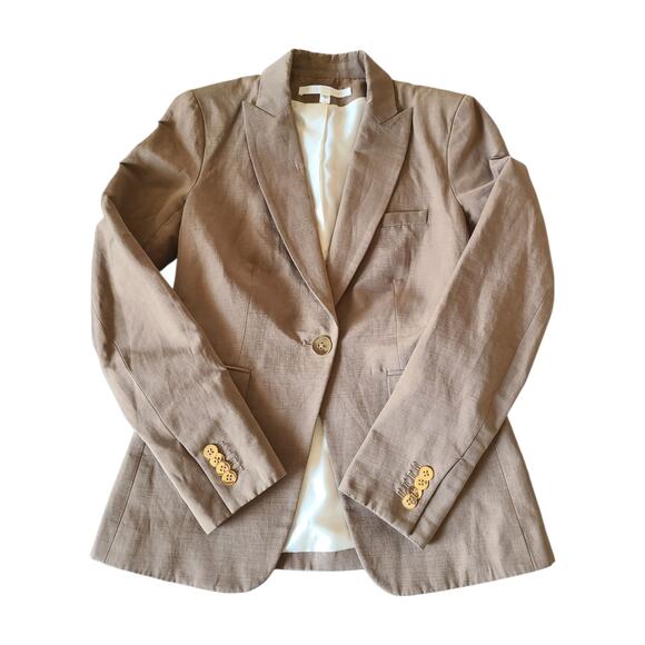 Veronica Beard Linen Blend Tan Dickey Blazer Size 0 - Picture 1 of 8